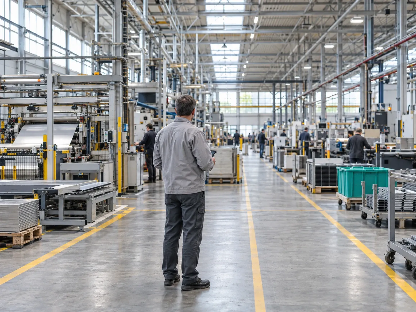 Operations manager checking the plan on the production floor